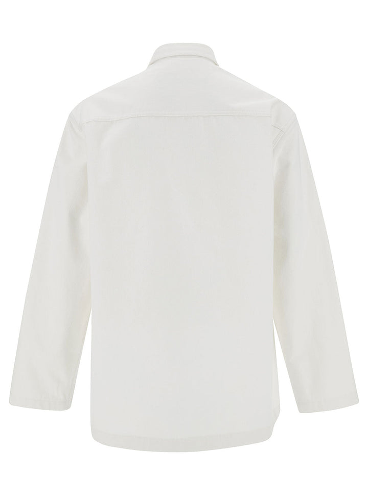 Jil Sander Men White Shirt With Embossed Logo In Denim Man