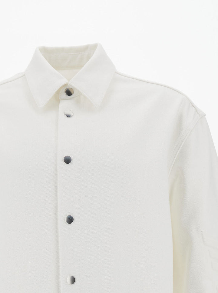 Jil Sander Men White Shirt With Embossed Logo In Denim Man