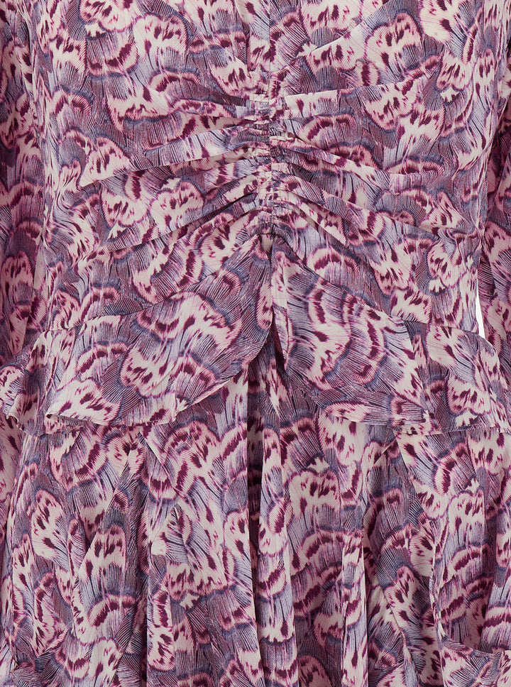 Isabel Marant Women Mini Violet Dress With All-Over Graphic Print In Stretch Silk Woman