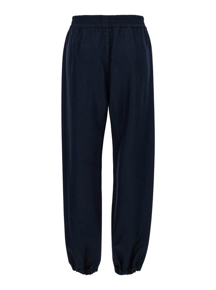 Moncler Women Blue Joggers Pants With Embroidery In Technical Fabric Woman