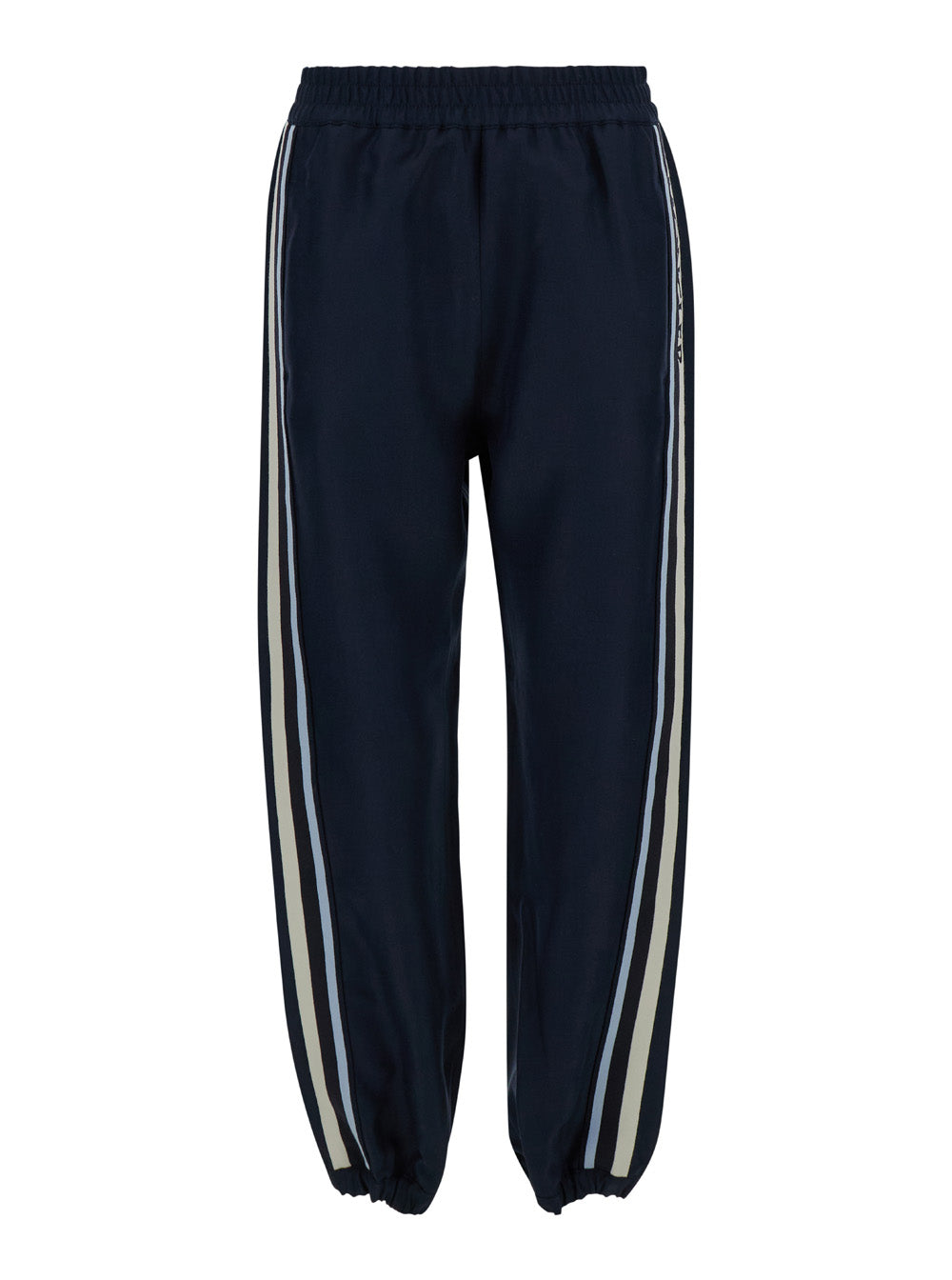 Moncler Women Blue Joggers Pants With Embroidery In Technical Fabric Woman