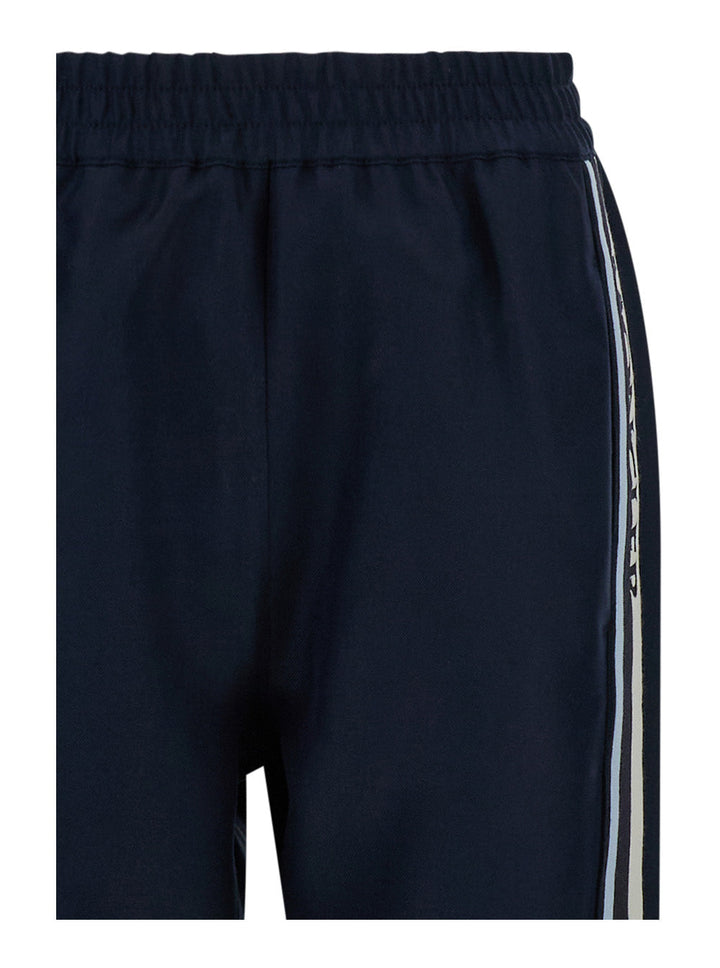 Moncler Women Blue Joggers Pants With Embroidery In Technical Fabric Woman