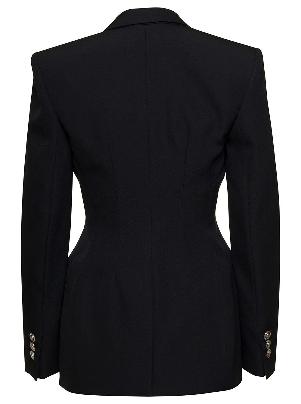 Versace Women Black Hourglass Single-Breasted Blazer In Wool Woman
