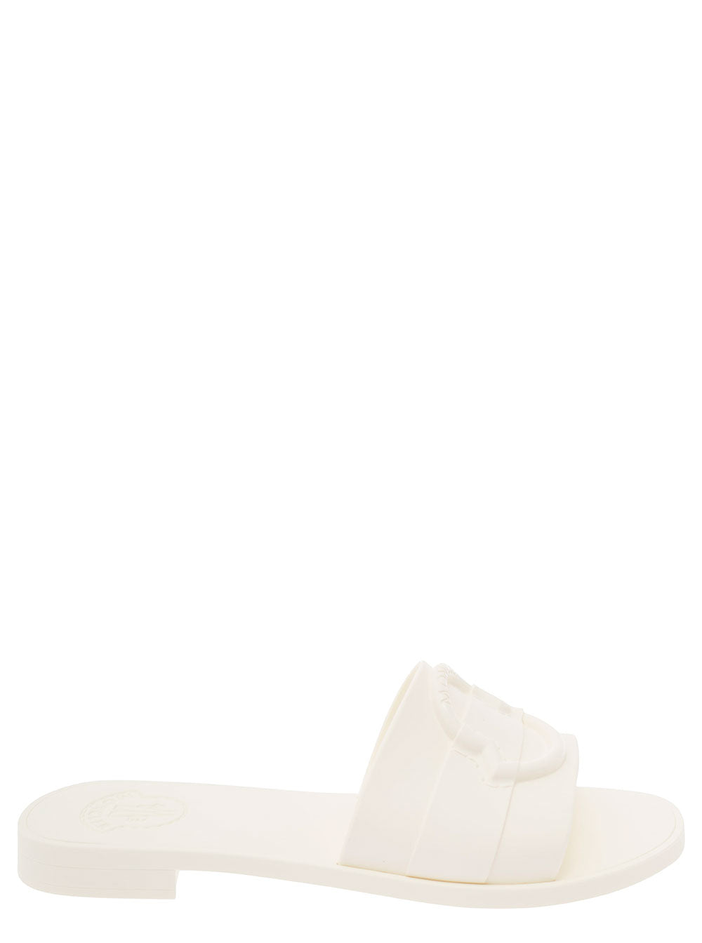 Moncler Women 'Mon' White Slide With Heel In Rubber Woman