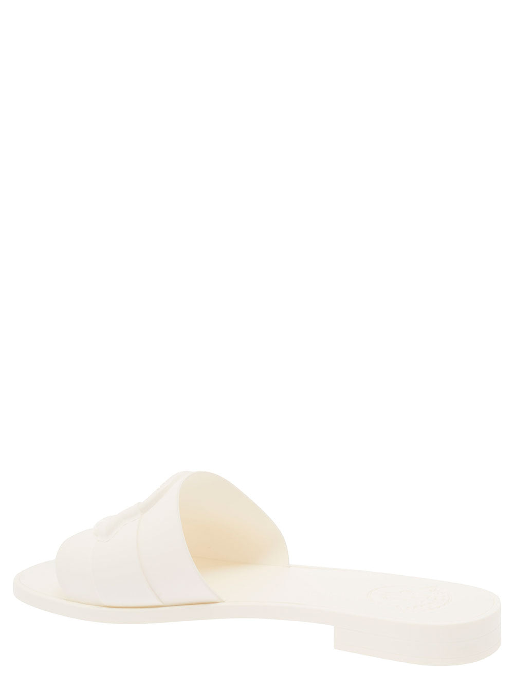 Moncler Women 'Mon' White Slide With Heel In Rubber Woman