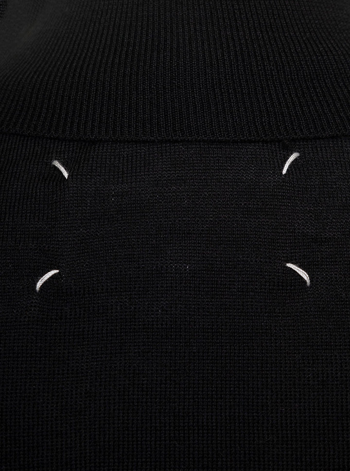Maison Margiela Women Black Turtle Neck With Contrasting Stitching Detail In Wool Woman