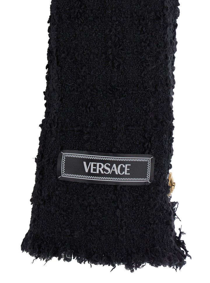 Versace Women Black Crop Jacket With Jewel Buttons In Tweed Woman