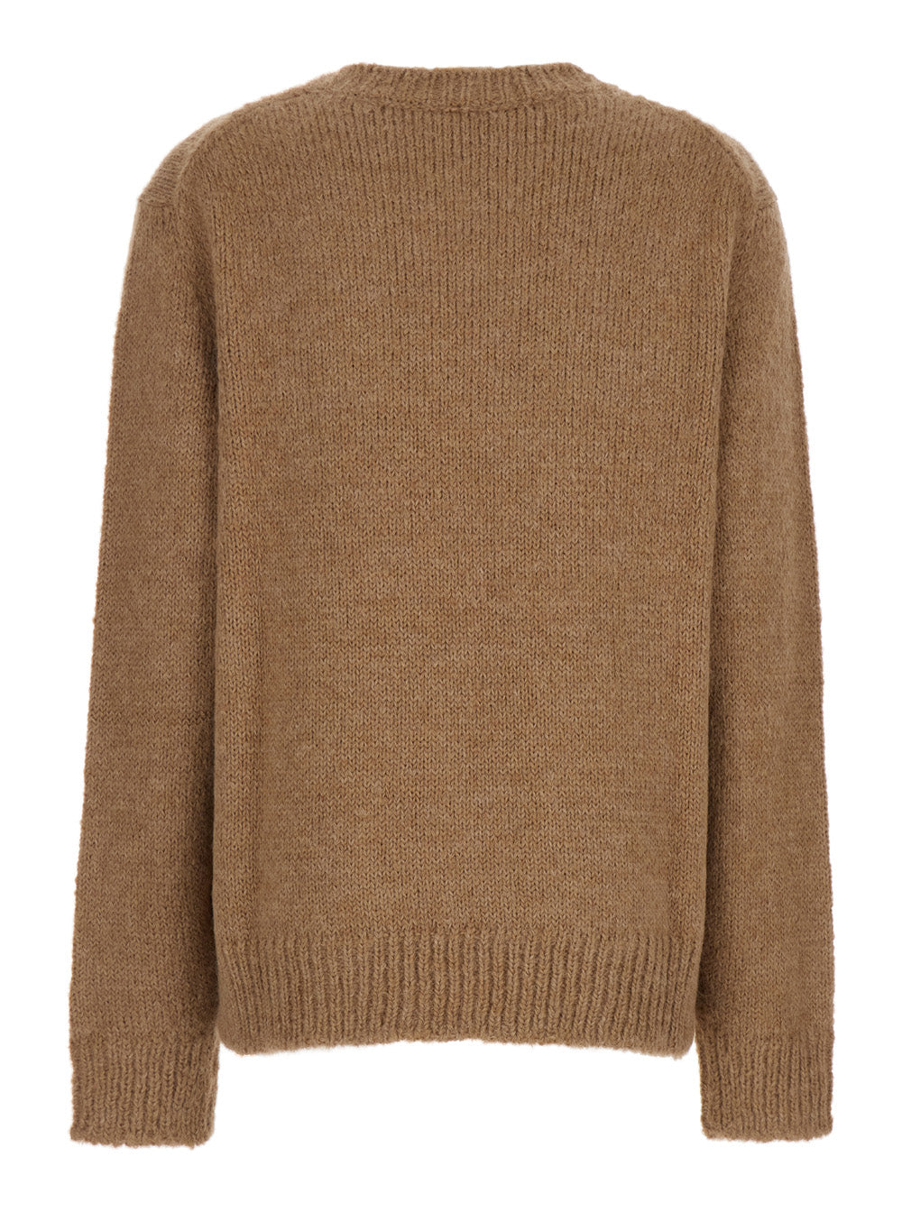 Jil Sander Women Oversized Beige Sweater With Ribbed Trim In Wool Woman