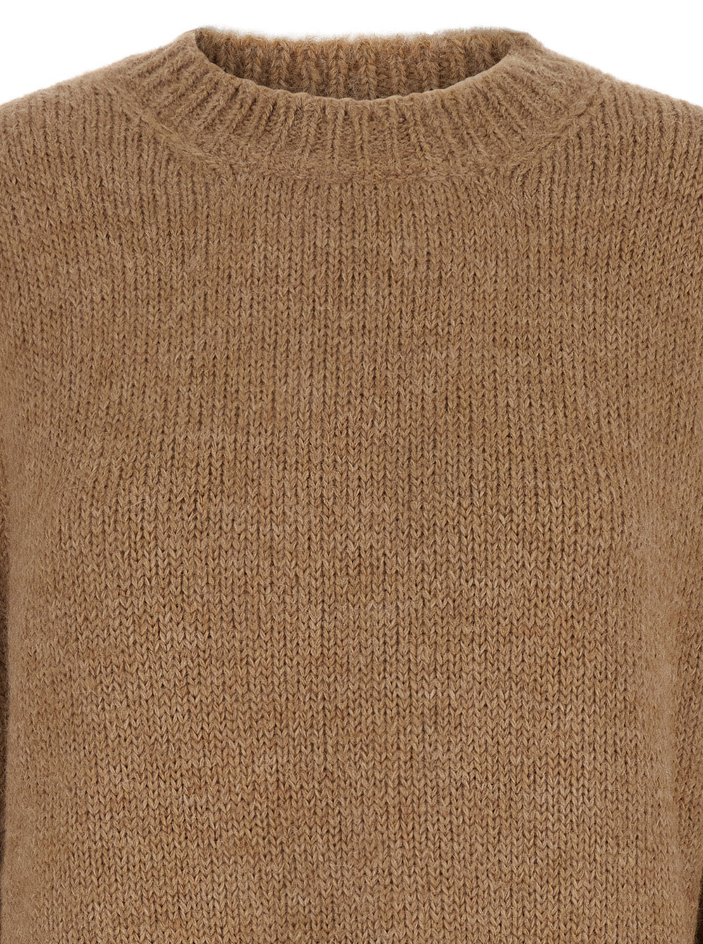 Jil Sander Women Oversized Beige Sweater With Ribbed Trim In Wool Woman