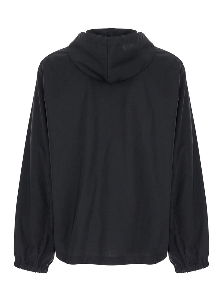 Givenchy Men Black Zip-Up Hoodie With Logo Detail In Wool Man
