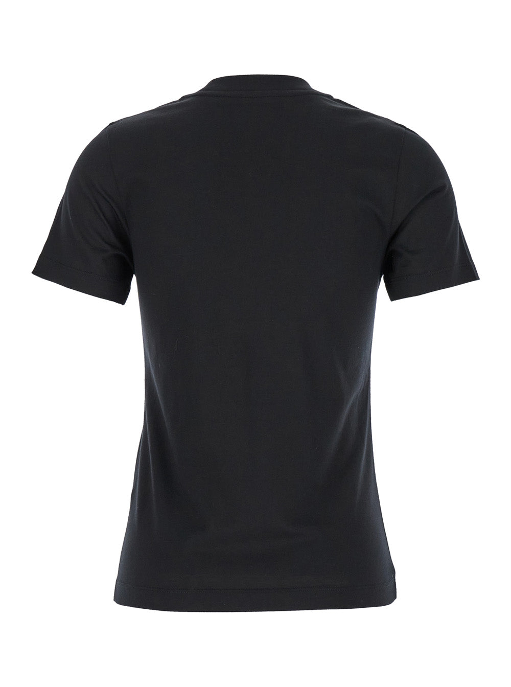 Moncler Women Black T-Shirt With Rhinestone Logo In Cotton Woman