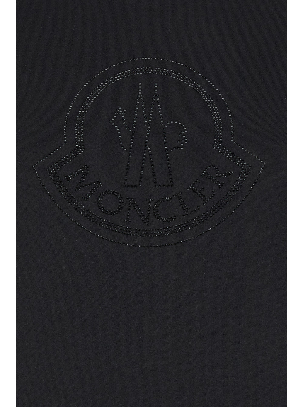 Moncler Women Black T-Shirt With Rhinestone Logo In Cotton Woman