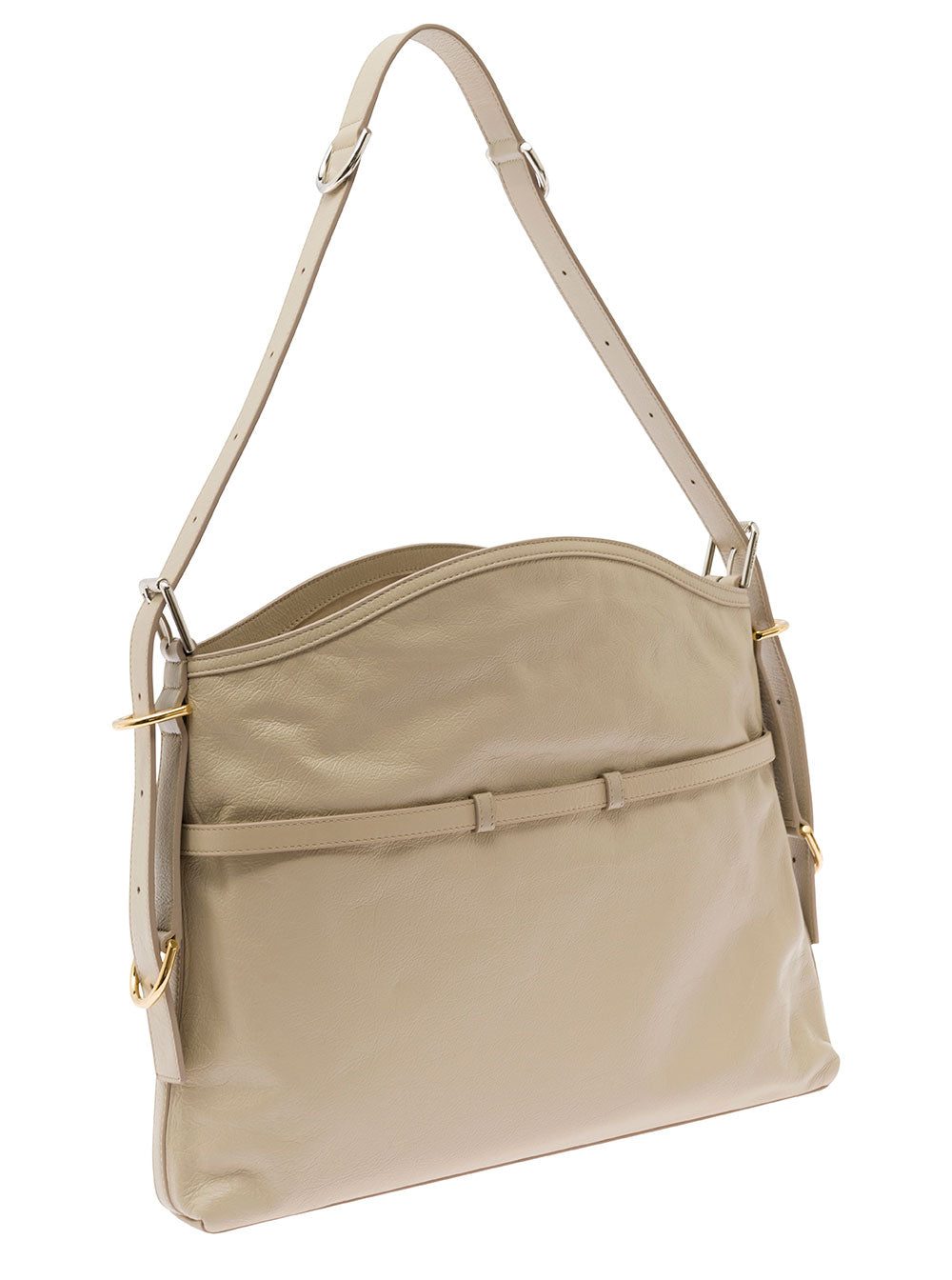 Givenchy Women 'Voyou' Beige Shoulder Bag With Embossed Logo In Smooth Leather Woman