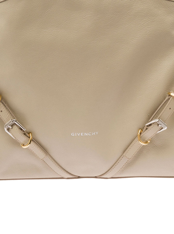 Givenchy Women 'Voyou' Beige Shoulder Bag With Embossed Logo In Smooth Leather Woman