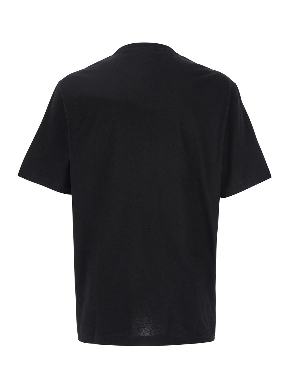 Versace Men Black T-Shirt With Medusa Head Logo Print On The Front In Cotton Man