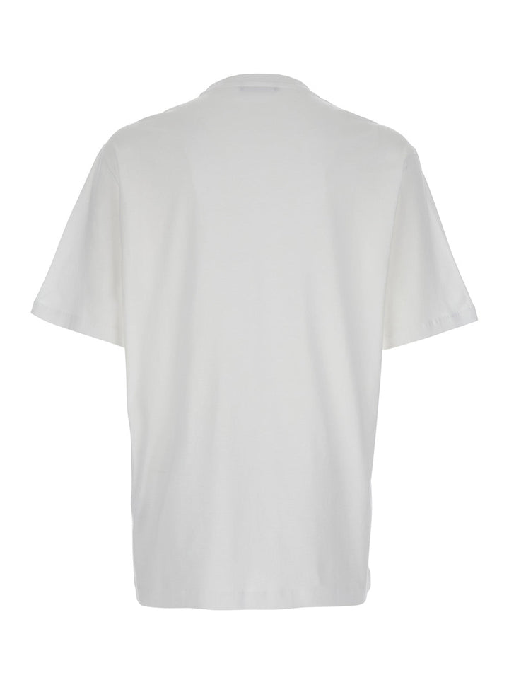 Versace Men White T-Shirt With Medusa Head Logo Print On The Front In Cotton Man