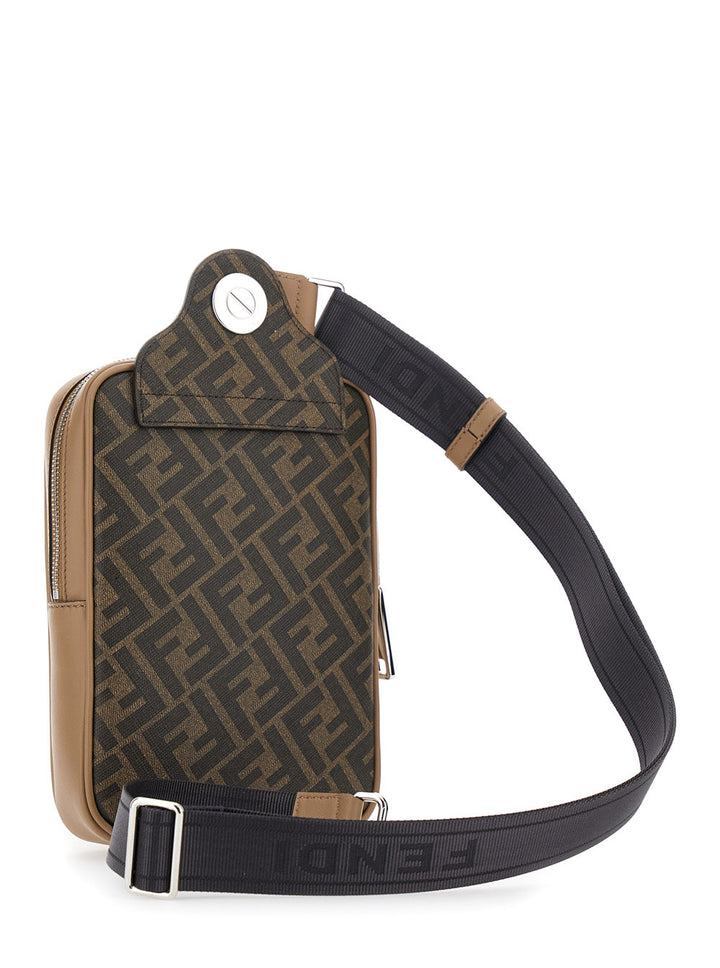 Fendi crossbody bag with logo pattern on a white background