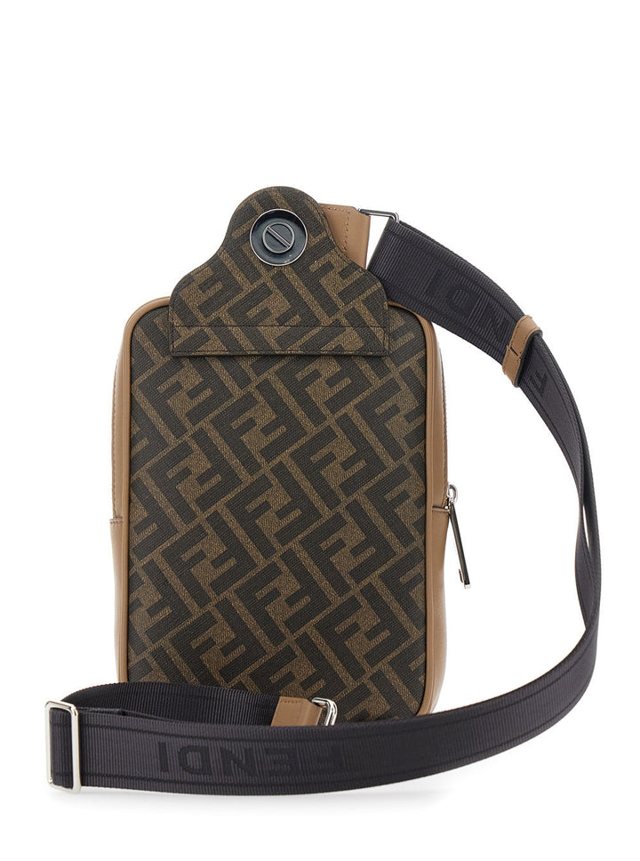 Sling bag with brand logo on a white background