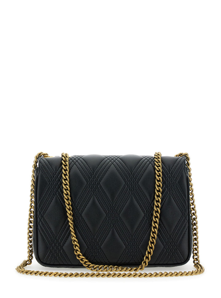Valentino Garavani Women 'Quiltie 67' Black Shoulder Bag With Vlogo Metallic Plate On The Front In Quilted Leather Woman