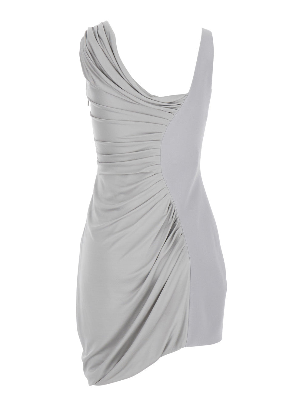 Versace Women Grey Draped Mini Dress With Medusa '95 Detail In Viscose Woman
