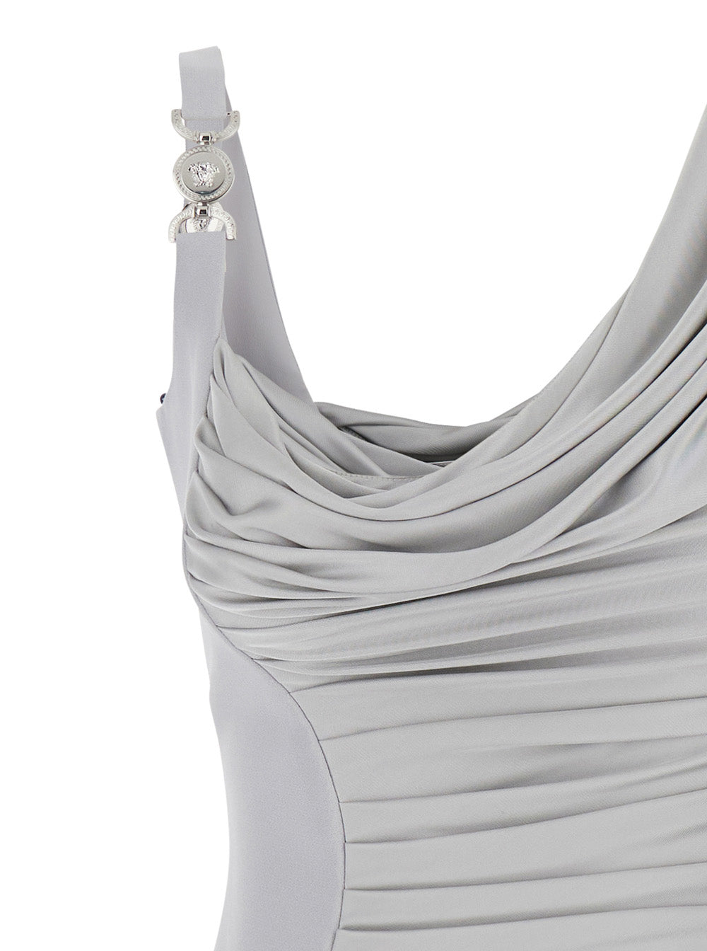 Versace Women Grey Draped Mini Dress With Medusa '95 Detail In Viscose Woman