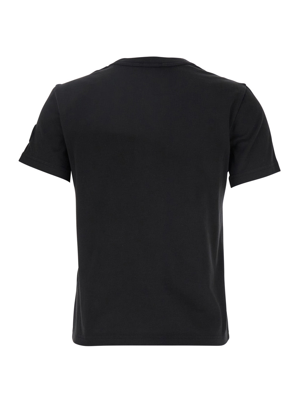 Moncler Women Black T-Shirt With Logo Embroidered On The Front In Cotton Woman