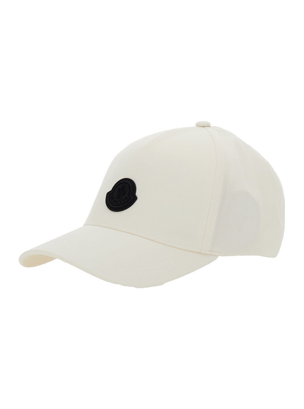 Moncler Men White Baseball Cap With Logo Patch On The Front In Cotton Man