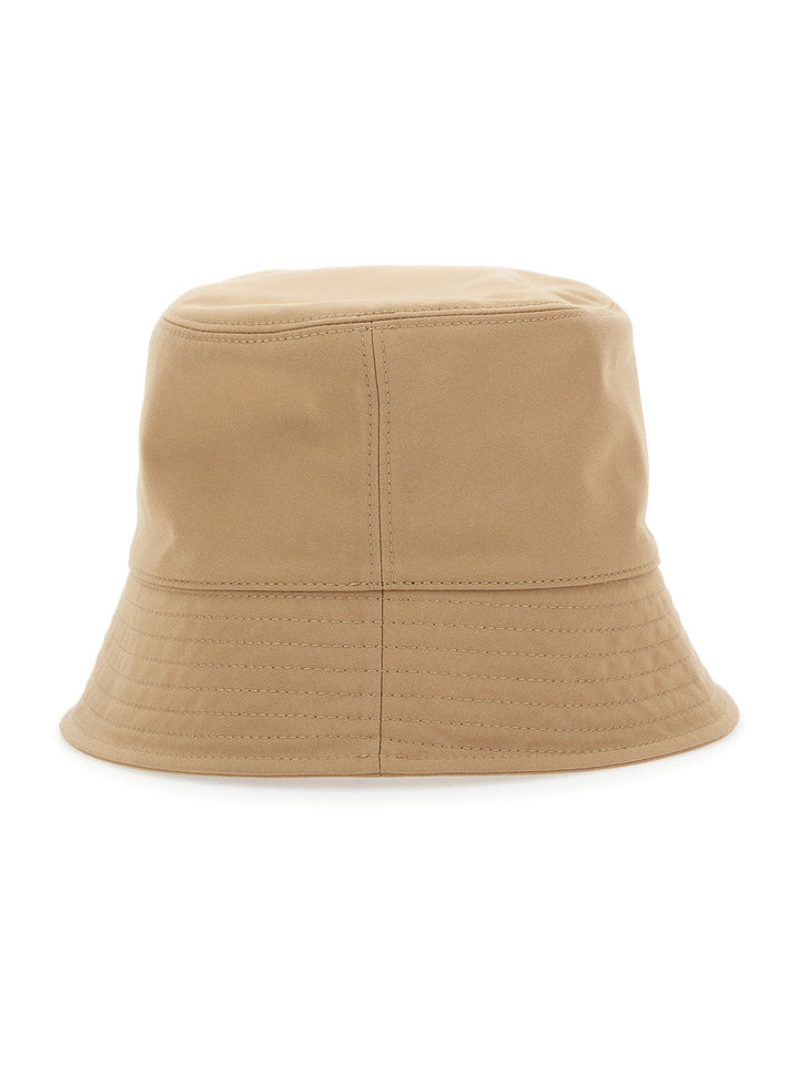 Moncler Women Beige Bucket Hat With Dropped Wide Brim And Logo Patch On The Front In Cotton Blend Woman