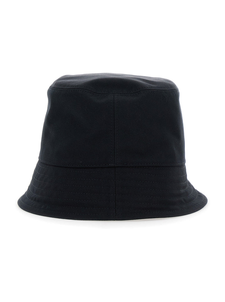 Moncler Women Black Bucket Hat With Dropped Wide Brim And Logo Patch On The Front In Cotton Blend Woman