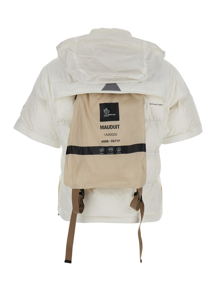 Moncler Grenoble Women 'Mauduit' White Down Jacket With Logo Patch On The Sleeve In Tech Fabric Woman