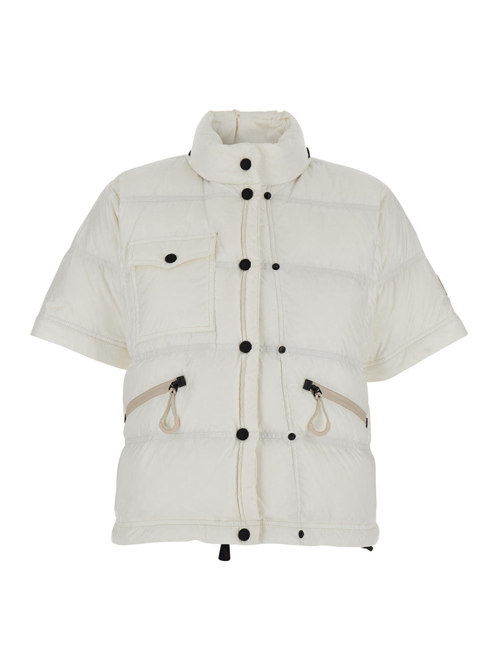 Moncler Grenoble Women 'Mauduit' White Down Jacket With Logo Patch On The Sleeve In Tech Fabric Woman