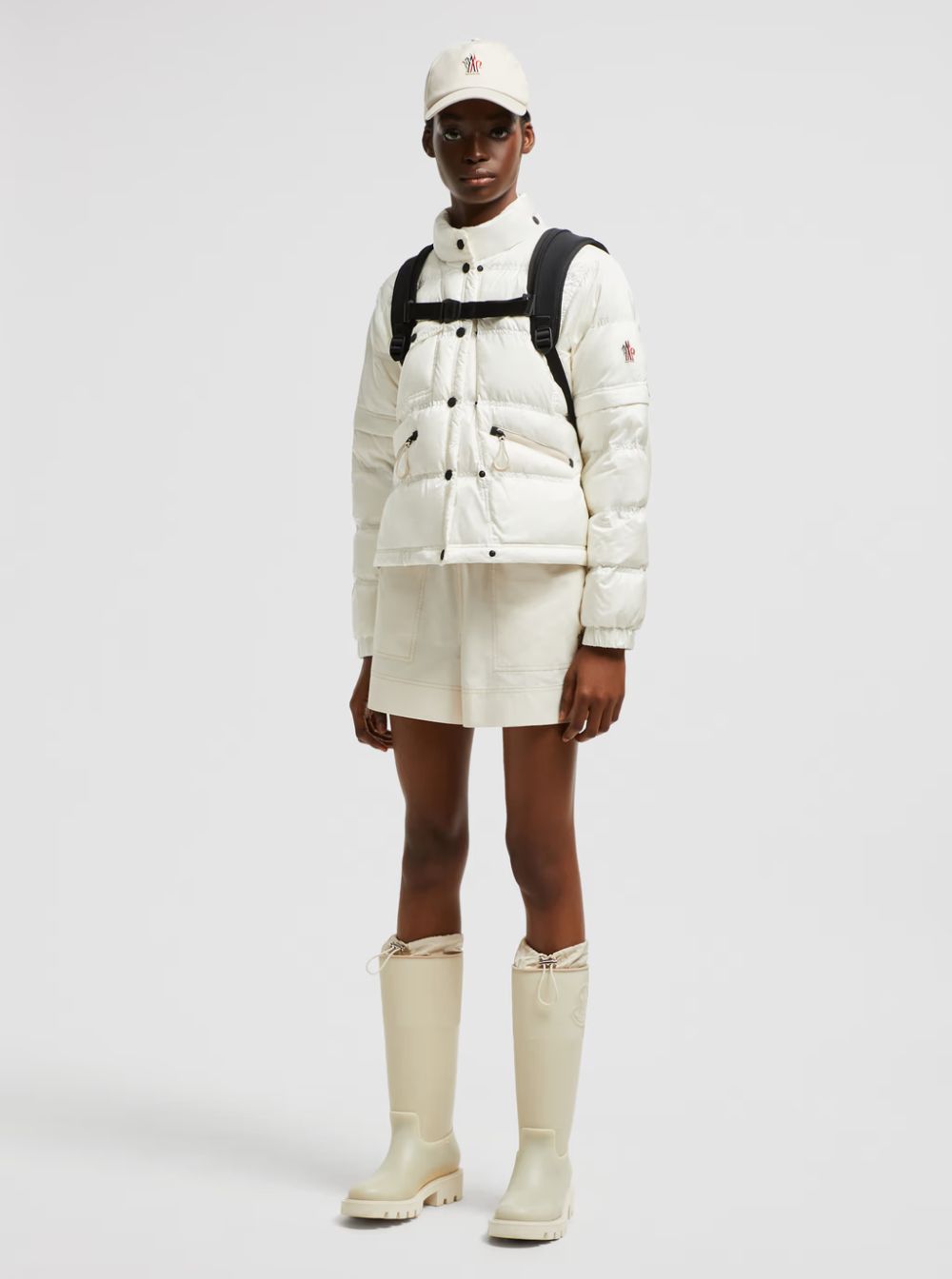 Moncler Grenoble Women 'Mauduit' White Down Jacket With Logo Patch On The Sleeve In Tech Fabric Woman