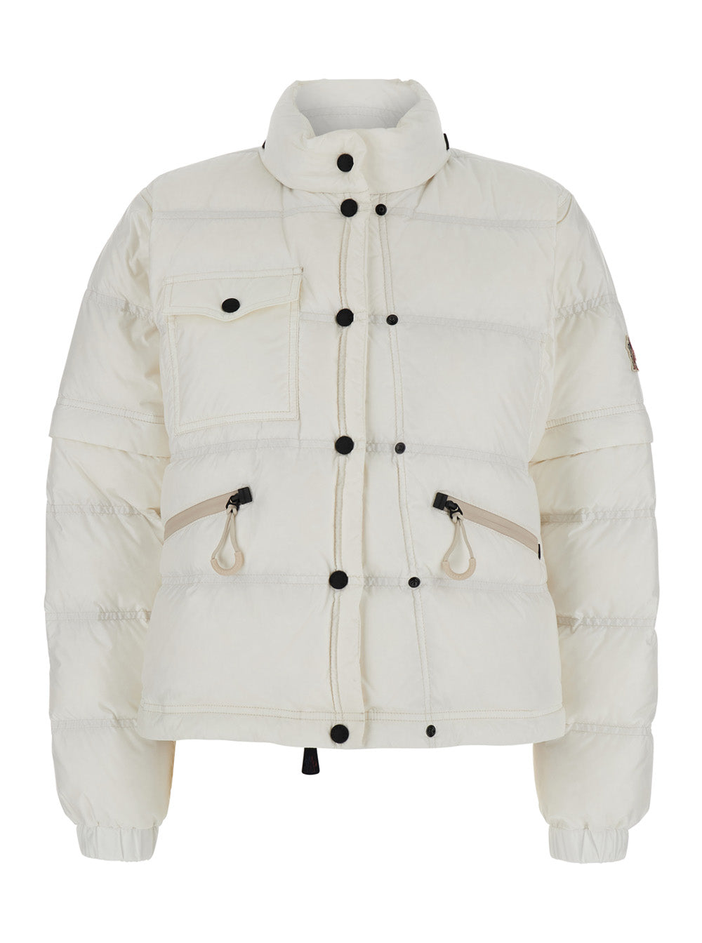 Moncler Grenoble Women 'Mauduit' White Down Jacket With Logo Patch On The Sleeve In Tech Fabric Woman
