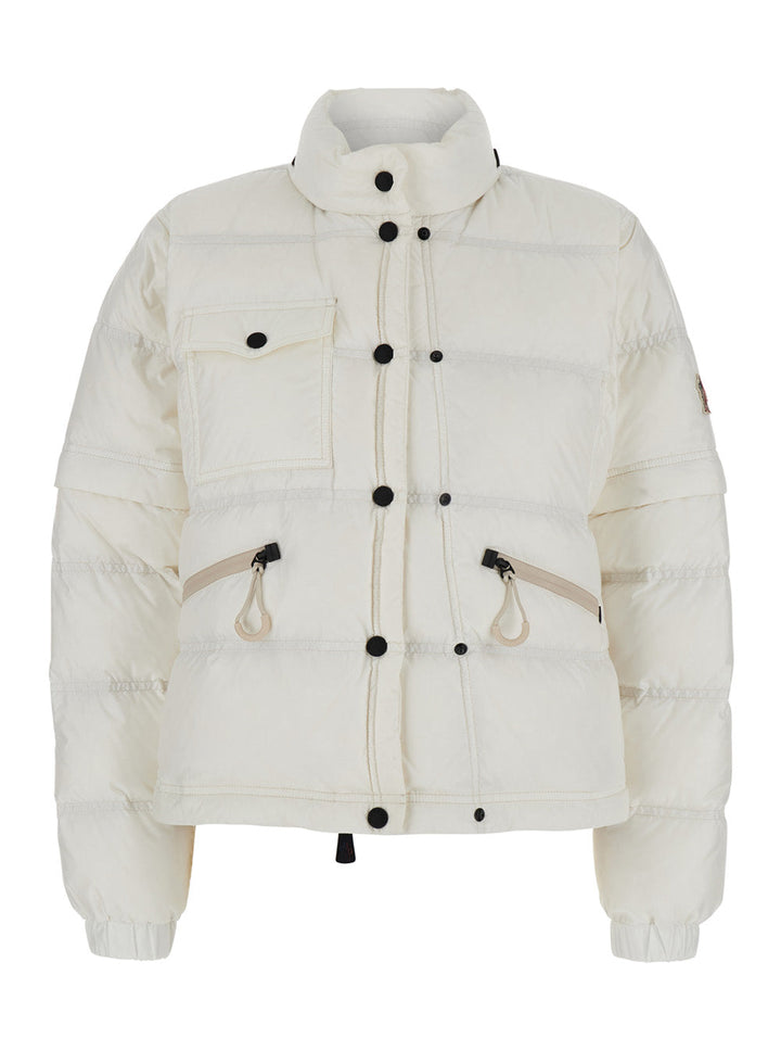 Moncler Grenoble Women 'Mauduit' White Down Jacket With Logo Patch On The Sleeve In Tech Fabric Woman