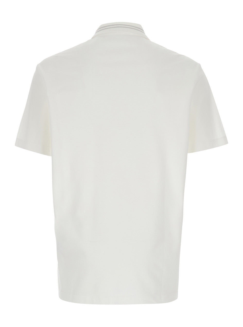 Versace Men White Polo Shirt With Medusa Detail On The Collar In Cotton Man