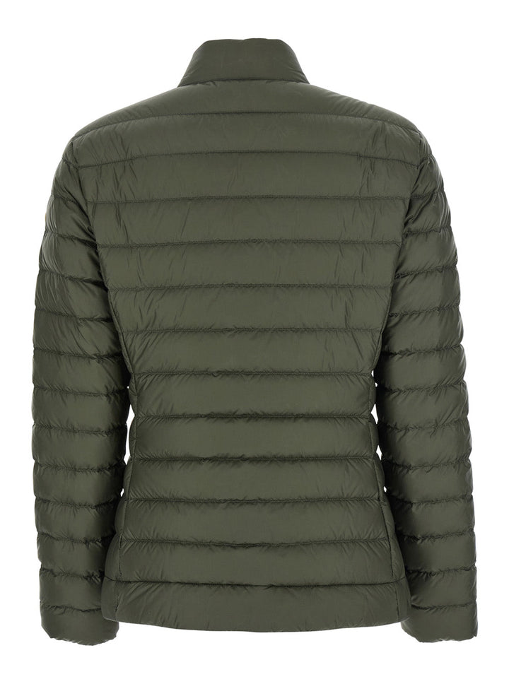 Moncler Women 'Igelle' Green Down Jacket With Logo Plaque On The Zip Puller And Logo Patch On The Sleeve In Tech Fabric Woman