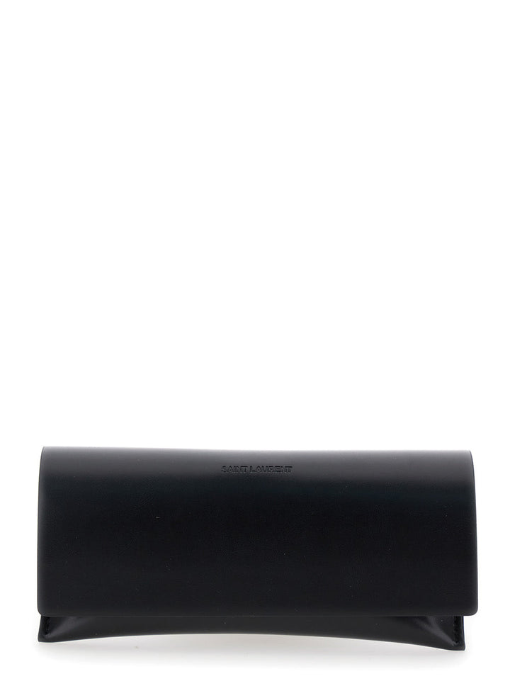 Saint Laurent Women Black Sunglasses With Rectangular Frame And Cassandre Logo On Temples In Acetate Woman