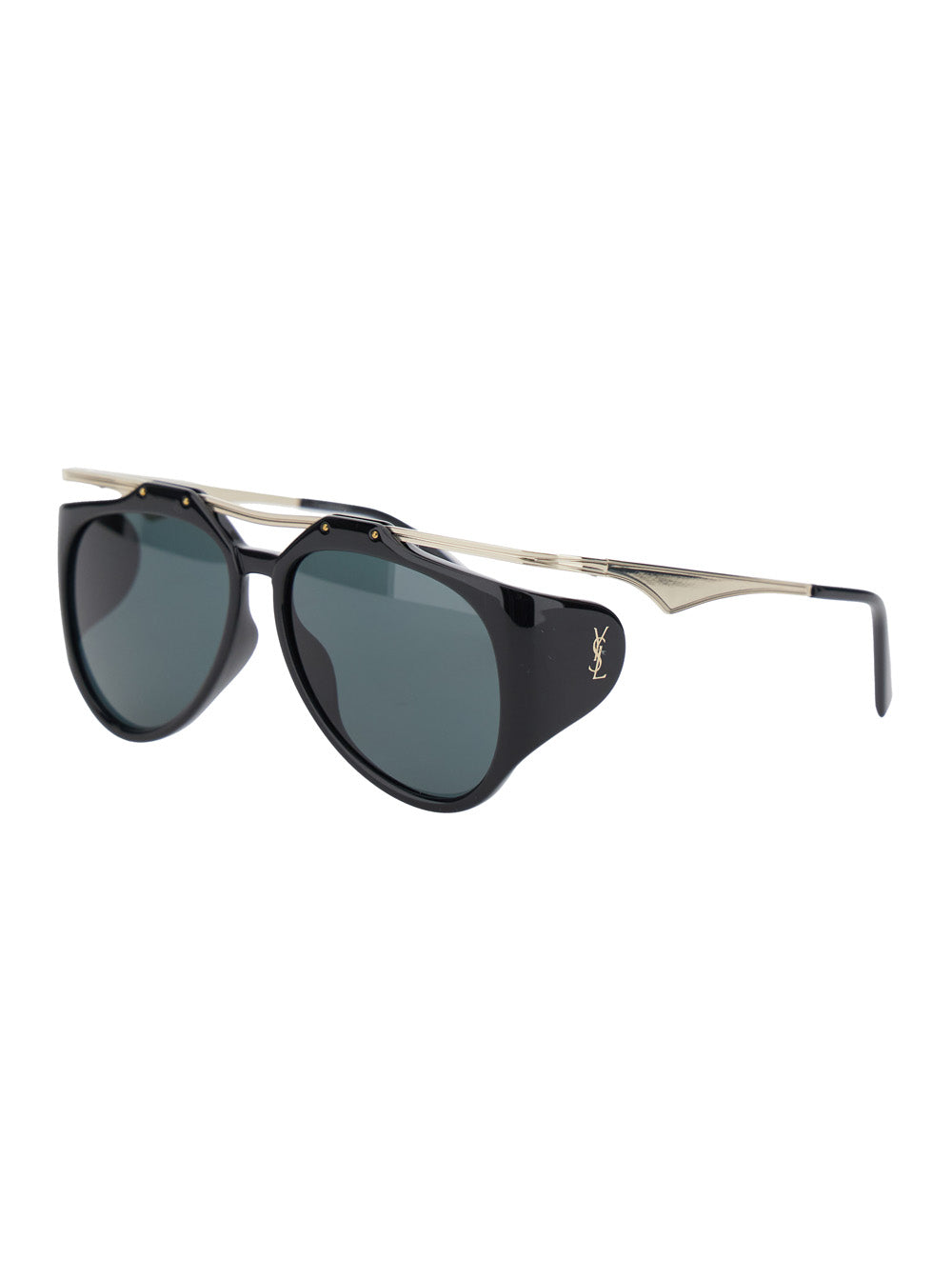 Saint Laurent Women 'Amelia' Black Sunglasses With Floating Frame And Cassandre Logo In Acetate Woman
