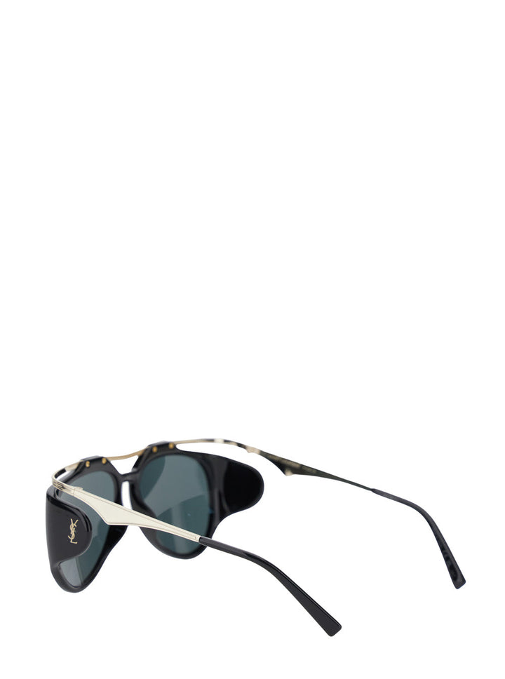 Saint Laurent Women 'Amelia' Black Sunglasses With Floating Frame And Cassandre Logo In Acetate Woman