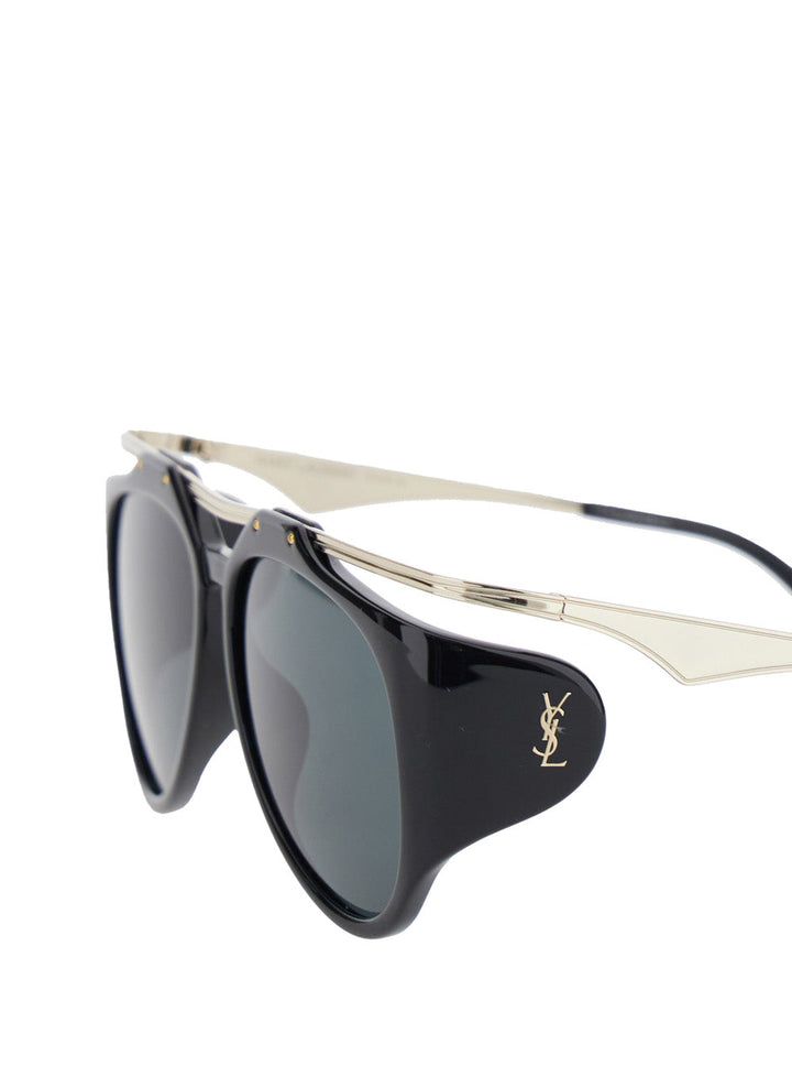 Saint Laurent Women 'Amelia' Black Sunglasses With Floating Frame And Cassandre Logo In Acetate Woman