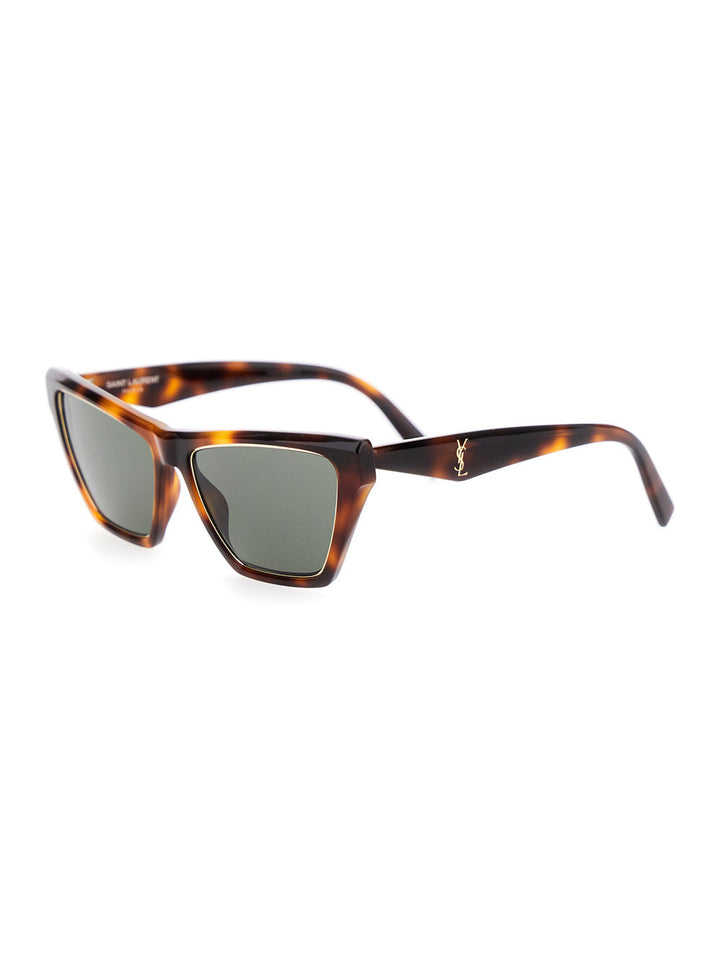 Saint Laurent Women Brown Sunglasses With Tortoiseshell Print And Cassandre Logo On Temples In Acetate Woman