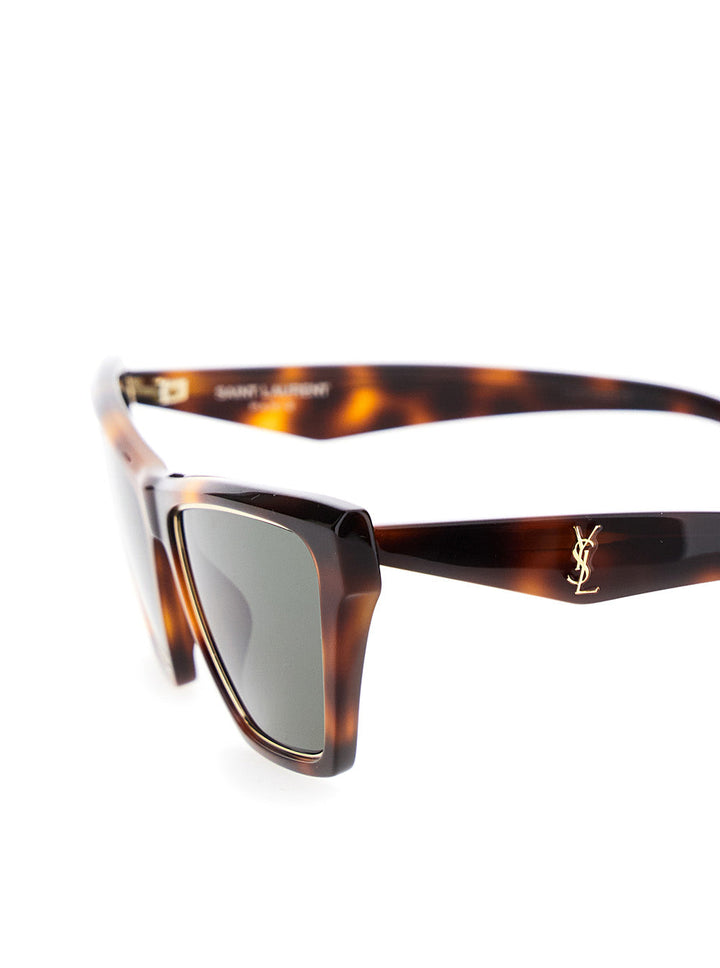 Saint Laurent Women Brown Sunglasses With Tortoiseshell Print And Cassandre Logo On Temples In Acetate Woman