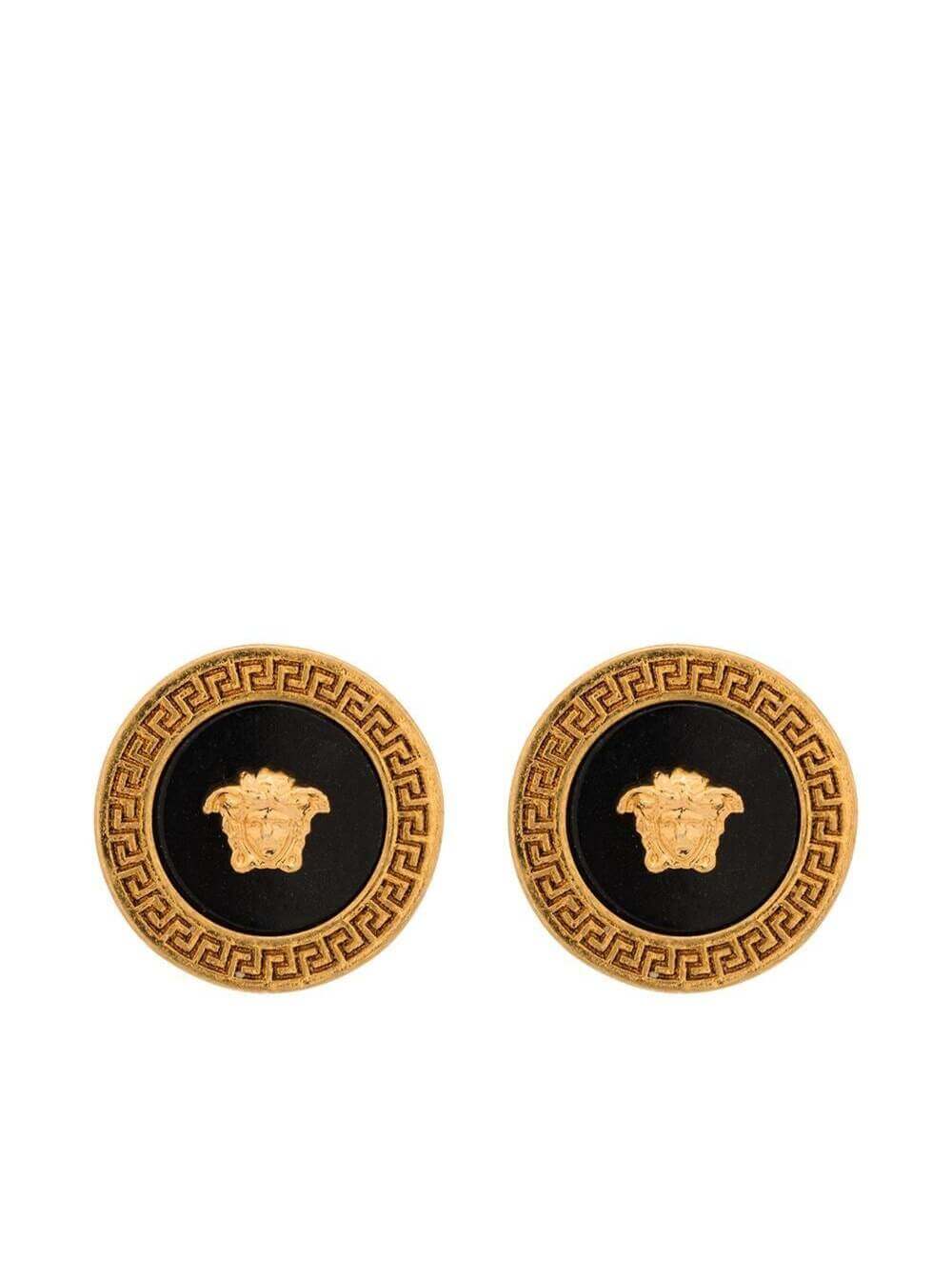 Versace Men Black And Gold Earrings With Medusa Detail In Metal Woman