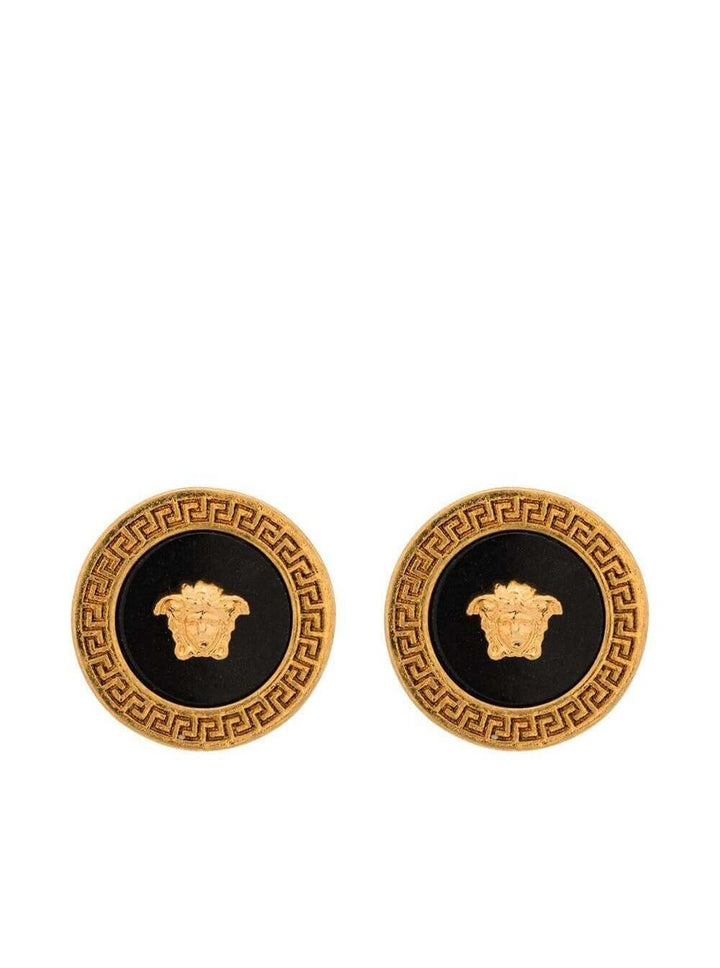 Versace Men Black And Gold Earrings With Medusa Detail In Metal Woman