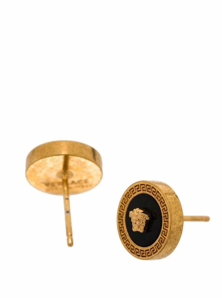 Versace Men Black And Gold Earrings With Medusa Detail In Metal Woman