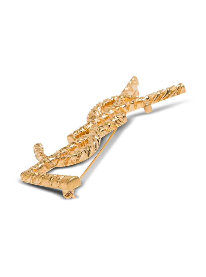 Saint Laurent Women Opyum Ysl Twisted Metal Brooch Saint Laurent Woman