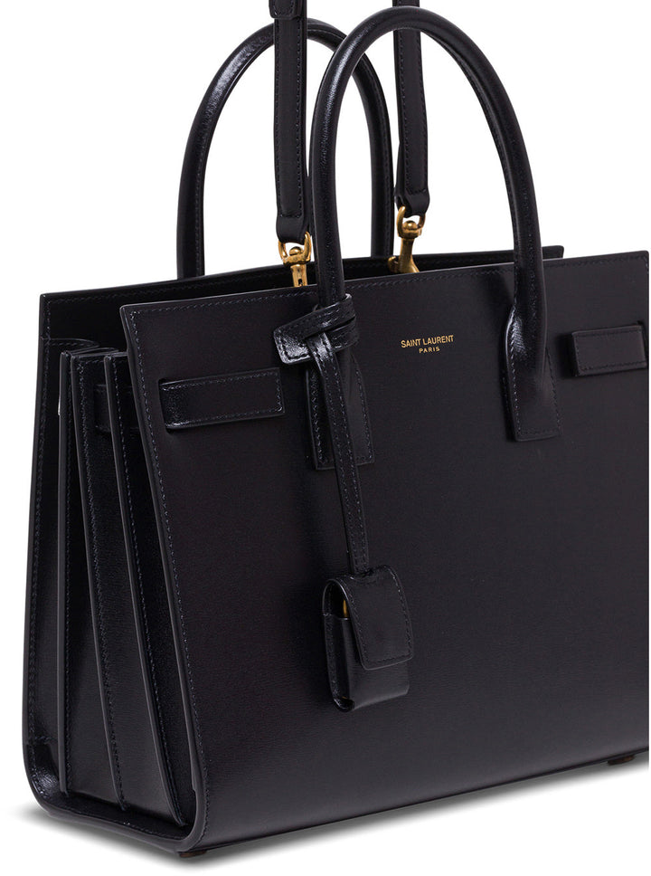 Saint Laurent Women Saint Laurent Woman's Black Leather Sac De Jour Baby Handbag