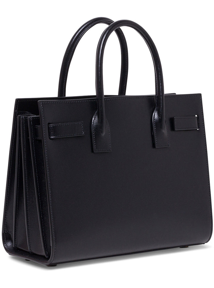 Saint Laurent Women Saint Laurent Woman's Black Leather Sac De Jour Baby Handbag
