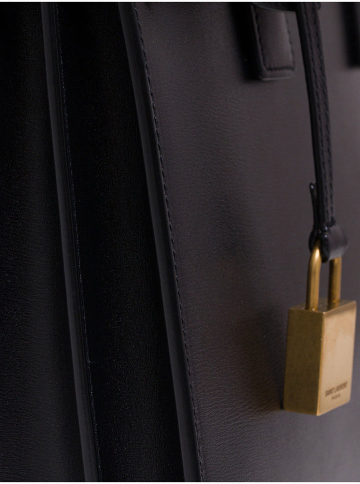 Saint Laurent Women Saint Laurent Woman's Black Leather Sac De Jour Baby Handbag
