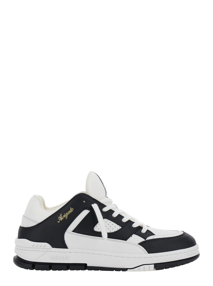 Axel Arigato Men 'Area Lo' Black And White Low Top Sneakers With Laminated Leather In Leather Blend Man